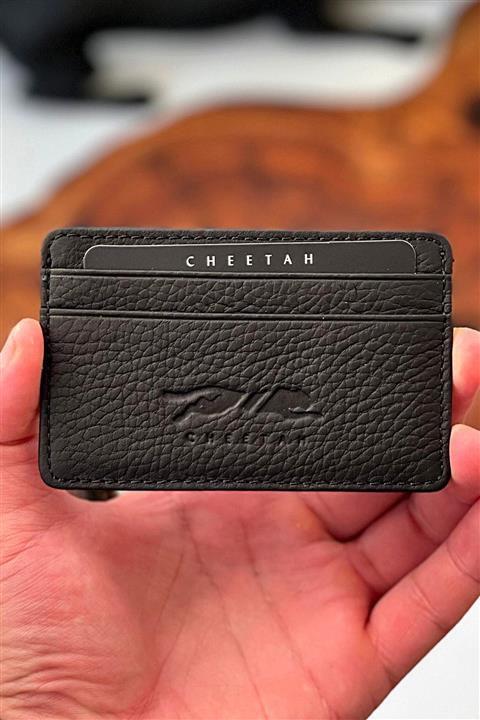 cheetah quality Unisex Siyah Hakiki Deri Kartlık