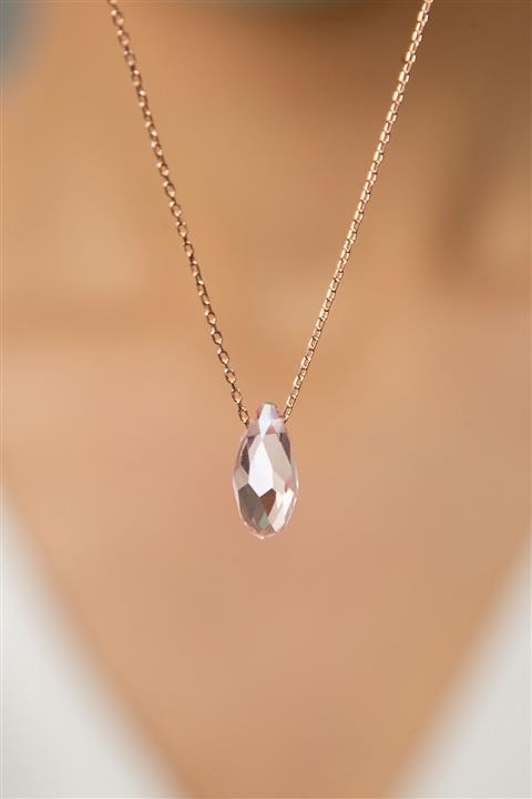 Elika Silver Kadın Faset Kesim Damla Model 925 Ayar Gümüş Kolye