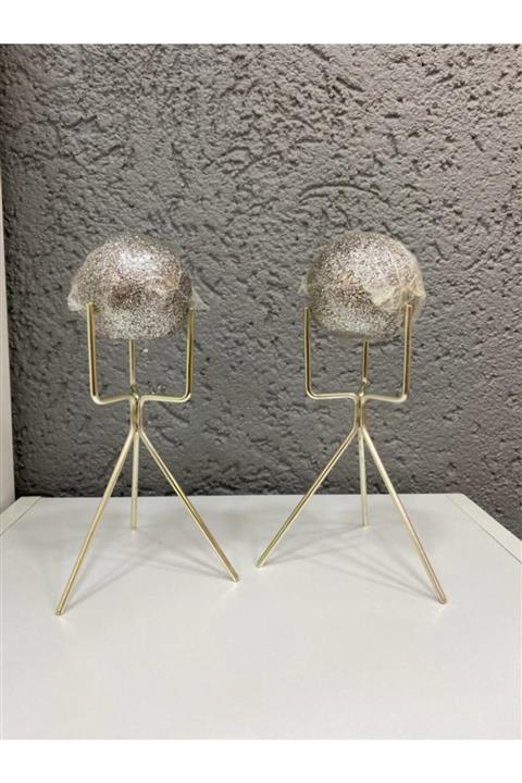 BHRHOME Bahar Home 3 Ayak Özel Set Gümüş Kaplama Ve Simli Gümüş Mum