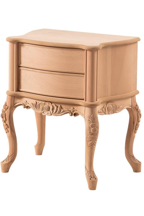 Geppetto Home Gold Oymalı Telefonluk Komodin Cilasız Ahşap Ham