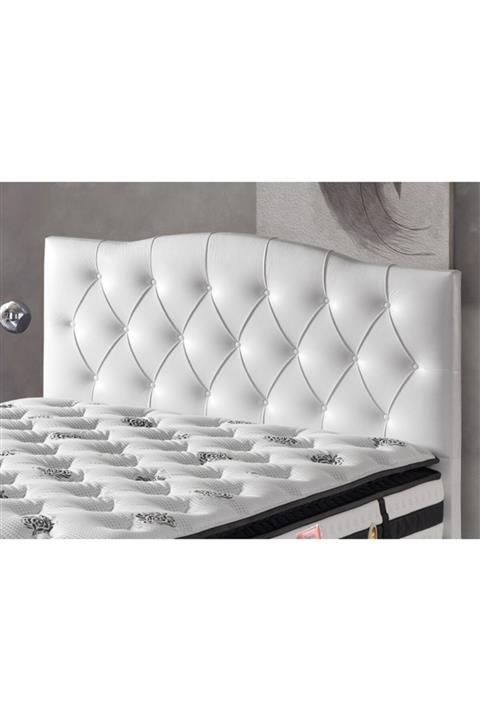 Belletto Çift Kişilik Duru Lüx Beyaz Deri Başlık 150 cm