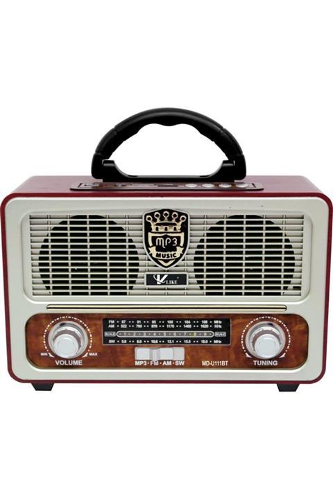 E TicaShop Nostalji Radyo Yeni Nesil Vlike M-u111bt Bluetooth+fm Radyo+usb+sd Kart Gümüş