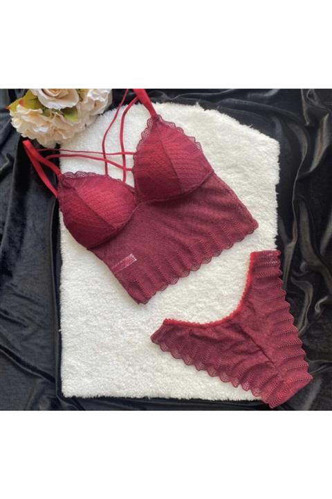 Fitsee Bordo Bralet Alt Üst Takım