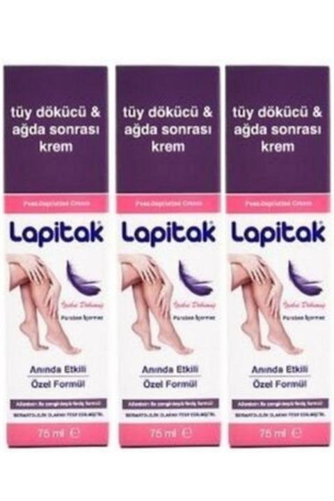 Lapitak Tüy Dökücü ve Ağda Sonrası Krem 75 ml 3 Kutu