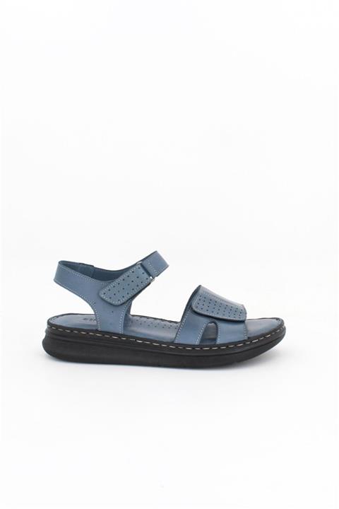 Deripabuc Hakiki Deri Kot Mavi Kadın Deri Sandalet Dp59-0011