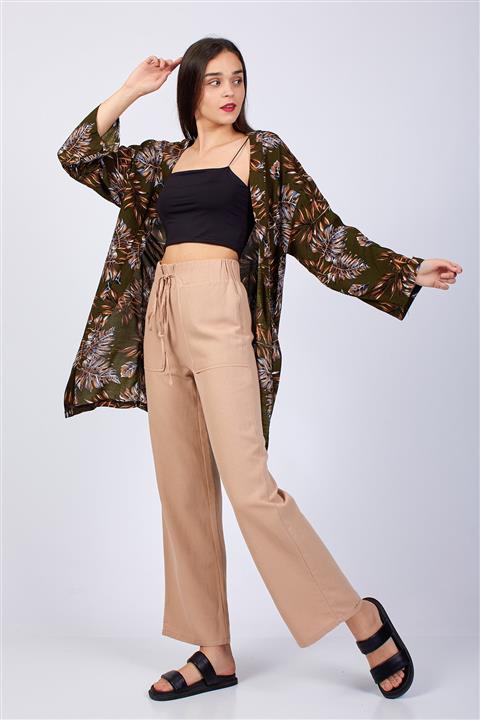 BigStorm Kadın Haki Multi Desenli Kimono
