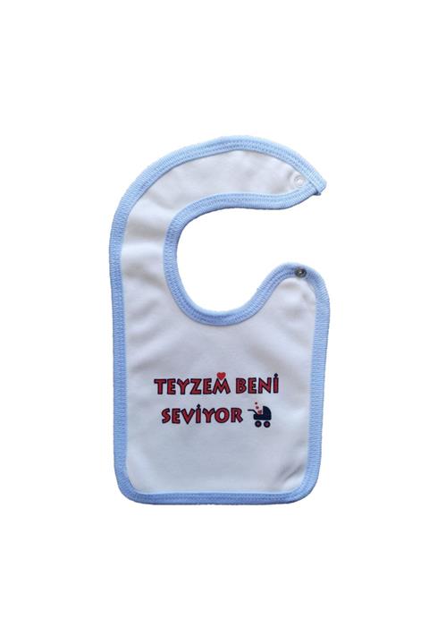 GINGIN KİDS Renkli Baskılı Çıtçıtlı Pamuklu Çift Katlı Penye Kumaş Mama Önlüğü