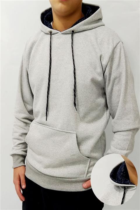 Depovip Erkek Gri Kapüşonlu Sweat