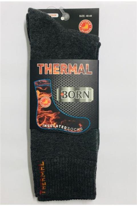 BORN Erkek Gri 6 Çift Kışlık Kalın Dikişsiz Thermal Çorap