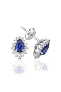 Emel Pırlanta 1.39 Ct. Pırlanta Baget Safir Küpe