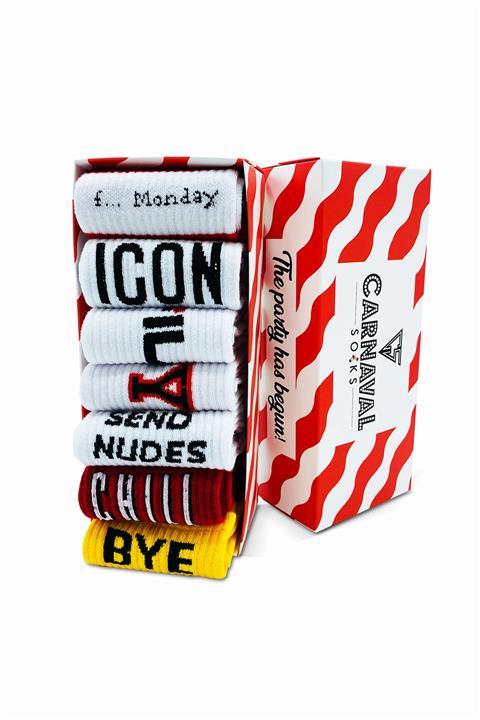 CARNAVAL SOCKS 7'li Nyc Yazılı Desenli Renkli Spor Çorap Set