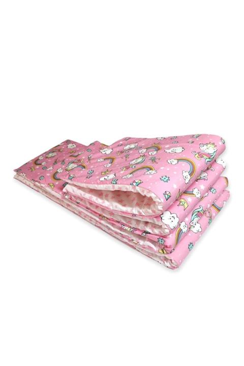 Bebek Özel 90x190 Montessori (4 Parça) Pembe Yıldızlı Unicorn Desenli Bebek Çocuk Beşik Kenar Koruma