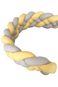 HUZURLUBEBEKLER Sarı Gri Örgü Korumalık Huzurlu Bebekler  Düğüm Örgü Yastık 400 cm