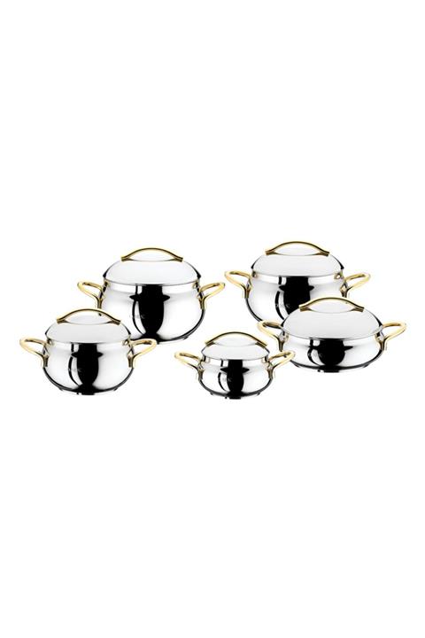 OMS PASLANMAZ Oms 1010 10 Parça Çelik Küre Tencere Seti Altın Kulp