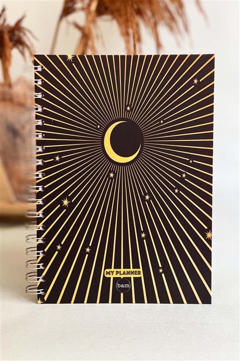 Patladı Gitti Astronomi Tasarımlı Spiralli Sticker'lı Tarihsiz Konuşan Ajanda Haftalık Planlayıcı Defter