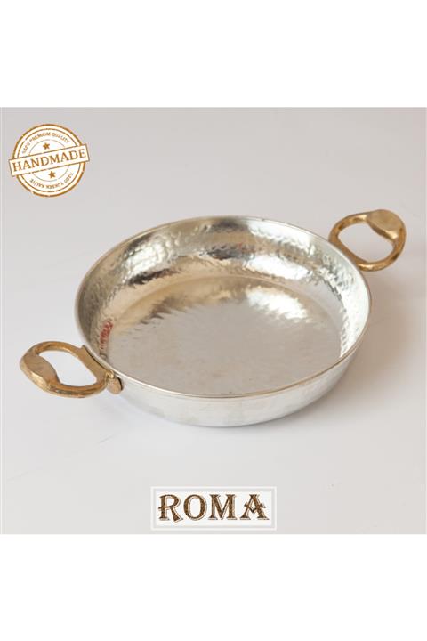 Roma 18 Cm El Yapımı Içi Dışı Kalaylı 1. Sınıf Düz Bakır Tava Sahan Kuymak Mıhlama Yumurta Omlet Menemen