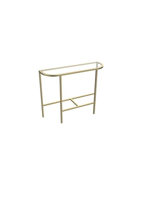 MAKSA Lauretta 100cm Temperli Cam Satine Pirinç Konsol