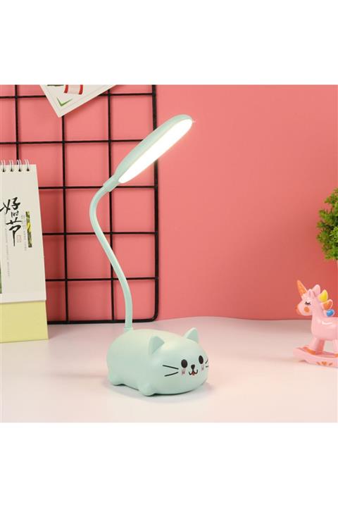 Derin Düşler Kedi Led Masa Lambası Şarjlı – Mavi