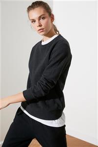 TRENDYOLMİLLA Antrasit Selanik Basic Örme Sweatshirt TWOAW21SW0703