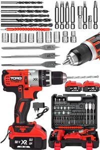 TORQ POWER 58 V 8 Ah Xr Darbeli Çelik Şanzıman Li-on Çift Akülü Matkap 30 Pcs Usta Set Hediyeli