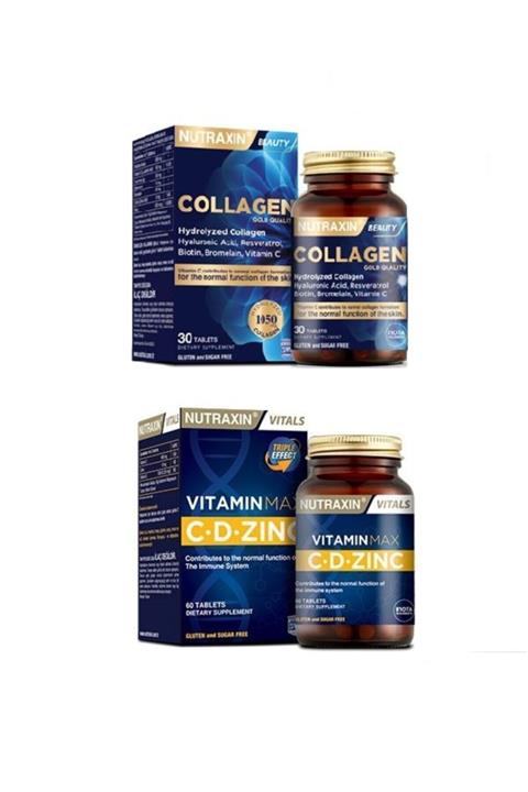 Nutraxin Vitamin Max C-d-zınc 60 Tablet+tip 1 Ve Tip 3 Hidrolize Kolajen 30 Tablet