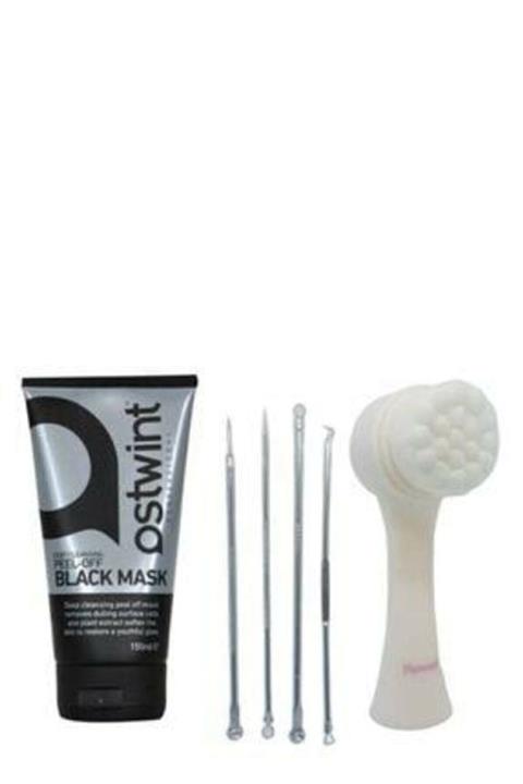 MOON SHOPPING Soyulabilen Siyah Maske 150 ml Siyah Nokta Sivilce Temizleme Fırçası 4 Lü Komedon