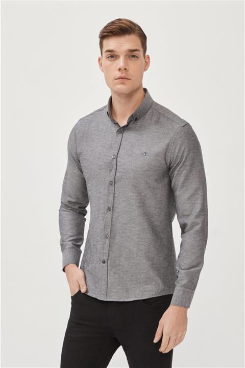 Avva Erkek Antrasit Oxford Düğmeli Yaka Regular Fit Gömlek E002000