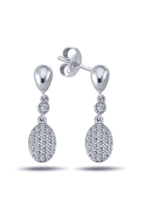Lova Pırlanta Pave Oval Bombe Küpe - 3030032