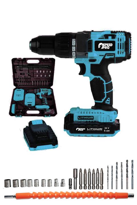 SpeedPro Sjs 24v 5 Ah Darbeli Çift Akülü Vidalama Matkap 27 Parça Setli