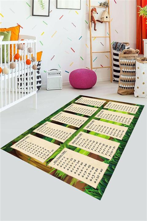 blcmoda Ç62 Çarpım Tablosu Desenli Yıkanabilir Çocuk Halısı