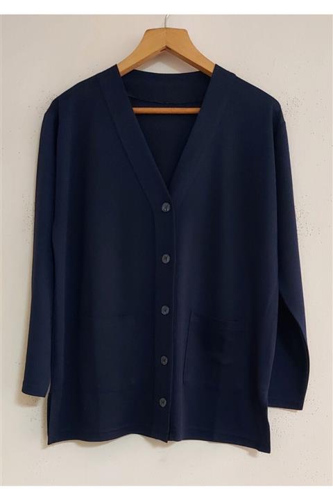 NACAR STORE Kadın Lacivert Anne Mevsimlik Cepli Penye Hırka