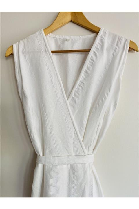 Enié by Ebru TAŞÇIOĞLU Beyaz %100 Pamuk Kimono-elbise