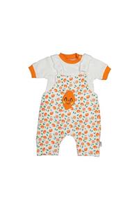 Murat Baby Unisex Bebek Turuncu Portakal Baskılı Salopet Takım