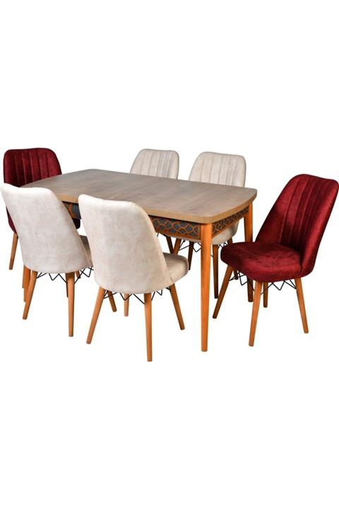 Cassano concept Niva Serisi Açılabilir Kelebek Masa Takımı 6 Sandalye Çift Renk