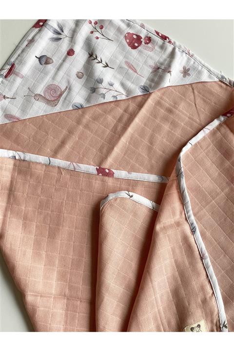 Babyandsheep Pembe Müslin Bebek Kurulanma Örtüsü (renkli Biye)