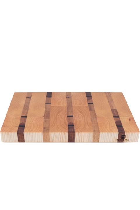 Soandora End Grain Kesme Tahtası Dişbudak Sapelli Çizgi Desenli Endgrain
