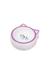 HİLALSHOP Melamin Mama Kabı Kedi Suratı Şeklinde Mor 210 Ml