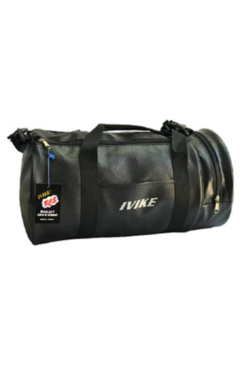 Bçs Unisex Siyah Silindir Deri Spor Çantası