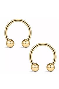 Jaida Moda 316l Cerrahi Çelik 2'li Set 6mm Top Uçlu Altın Renk Septum Piercing