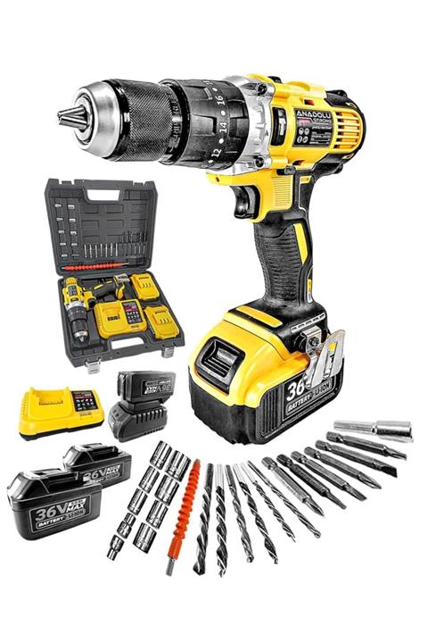 Anadolu Strong Ans1054s Profesyonel Darbeli Akülü Matkap Çift Akülü Metal Mandren