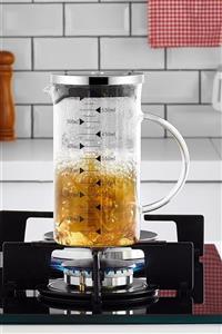 YzHome 600ml Paslanmaz Çelik Ateşe Dayanıklı Borosilikat Cam Ölçekli French Press