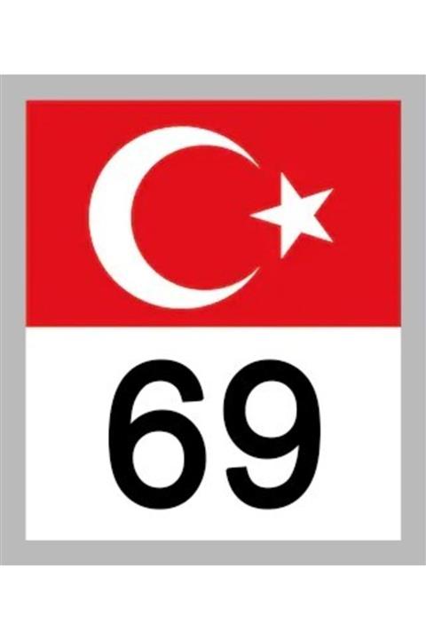Apex 69 Bayburt Türk Bayrağı Ve Plaka Kodu Ön Cam Sticker Yapıştırma