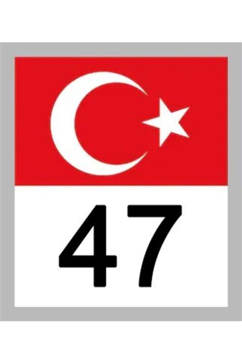 Apex 47 Mardin Türk Bayrağı Ve Plaka Kodu Ön Cam Sticker Yapıştırma