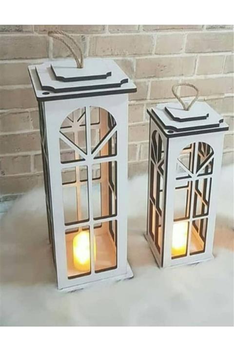 adımshops Dekoratif Fener 2'li-beyaz