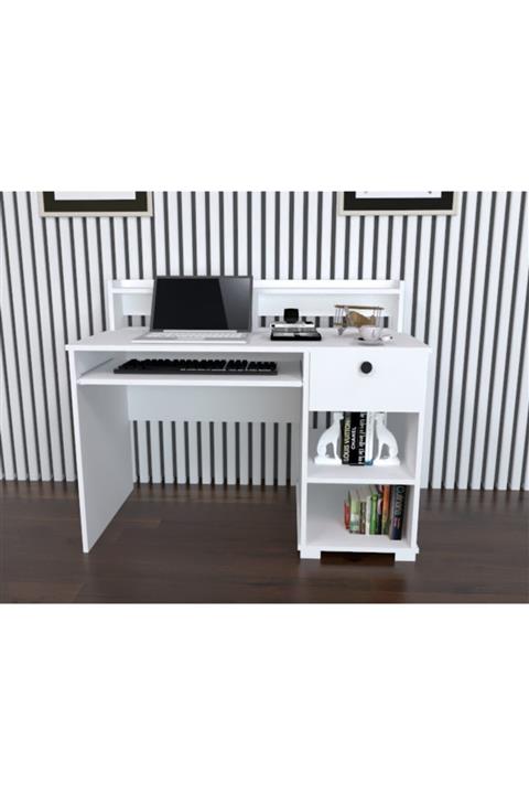 DECOMECH Marte Tek Çekmeceli Çalışma Masası-beyaz