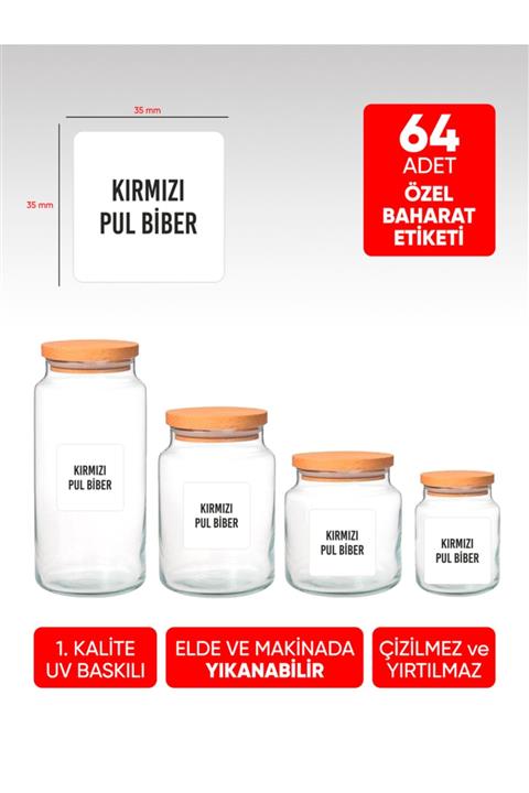 EGESTA 64 Adet Baharat Kavanoz Etiketi - Sticker