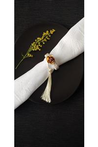 Opia Design Products Gold Çiçekli Krem Peçetelik 6lı