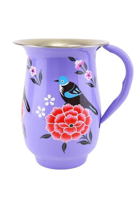 DEDEMİN EMAYELERİ Emaye Sürahi Mor Kuşlu