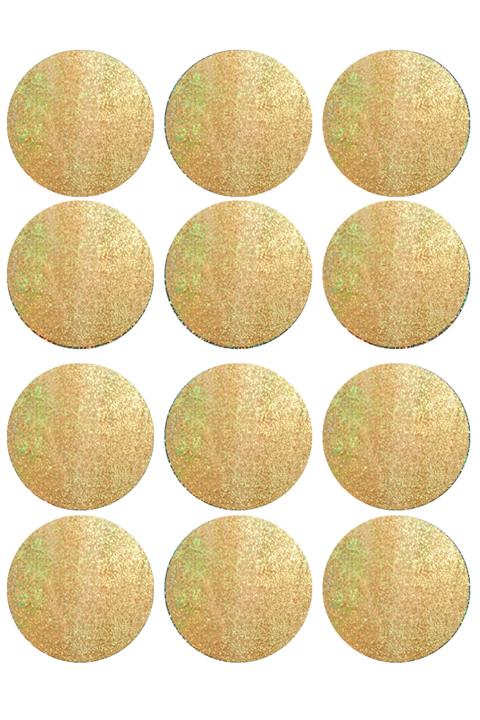 TELLGRAF Altın Hologram Renkli Yuvarlak Sticker (2,5X2,5 CM)