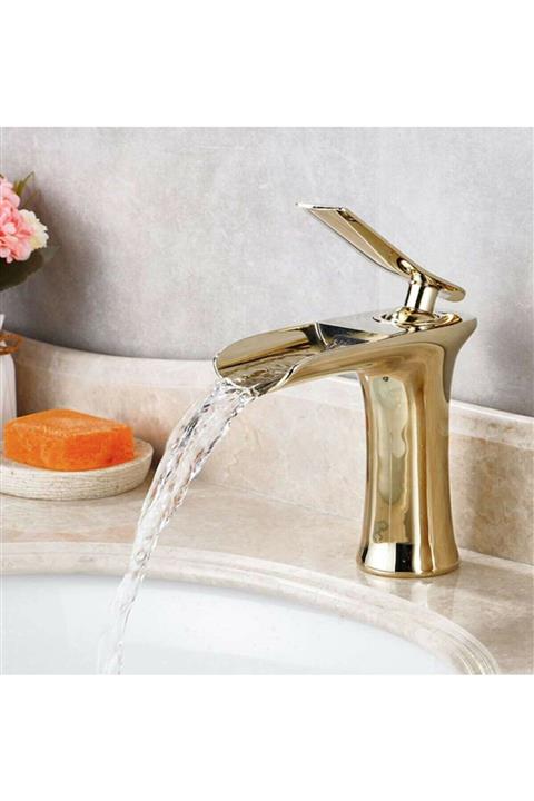 EMIR Kısa Altın Şelale Çanak Lavabo Musluk